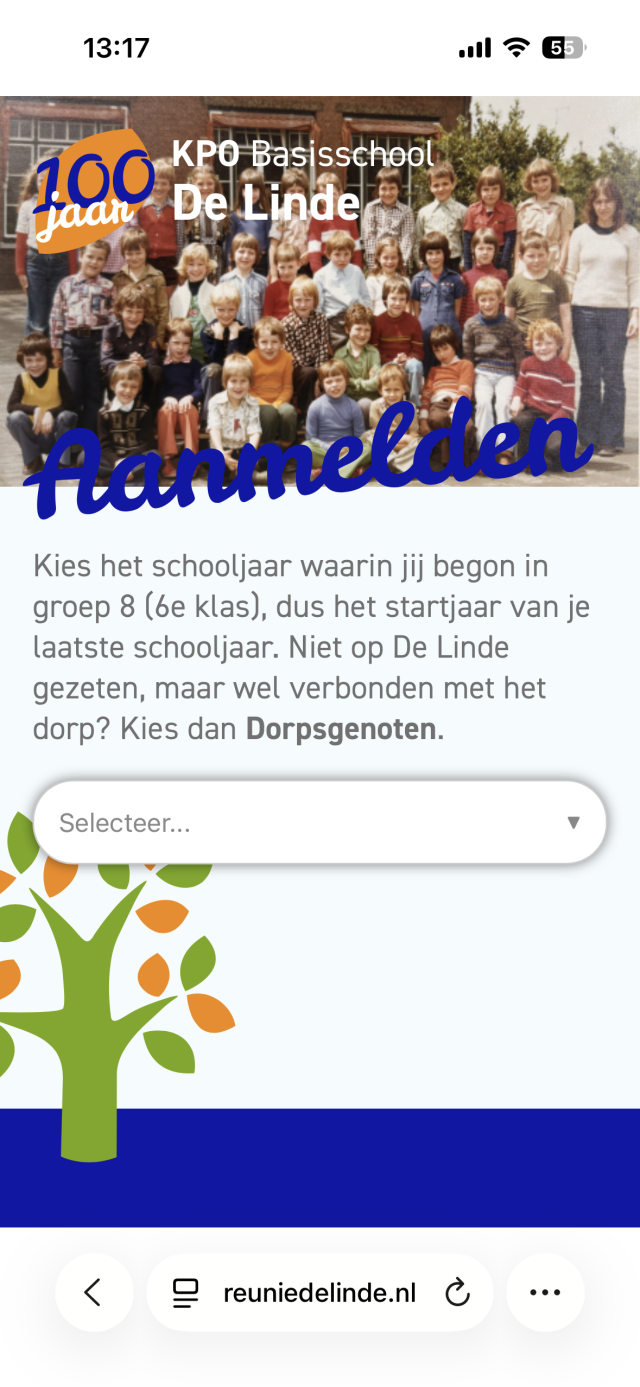 pagina 2 registratie site reunie de Linde
