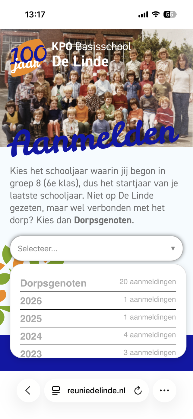 pagina 3 registratie site reunie de Linde
