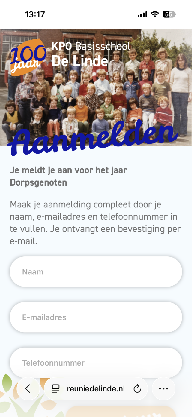 pagina 4 registratie site reunie de Linde