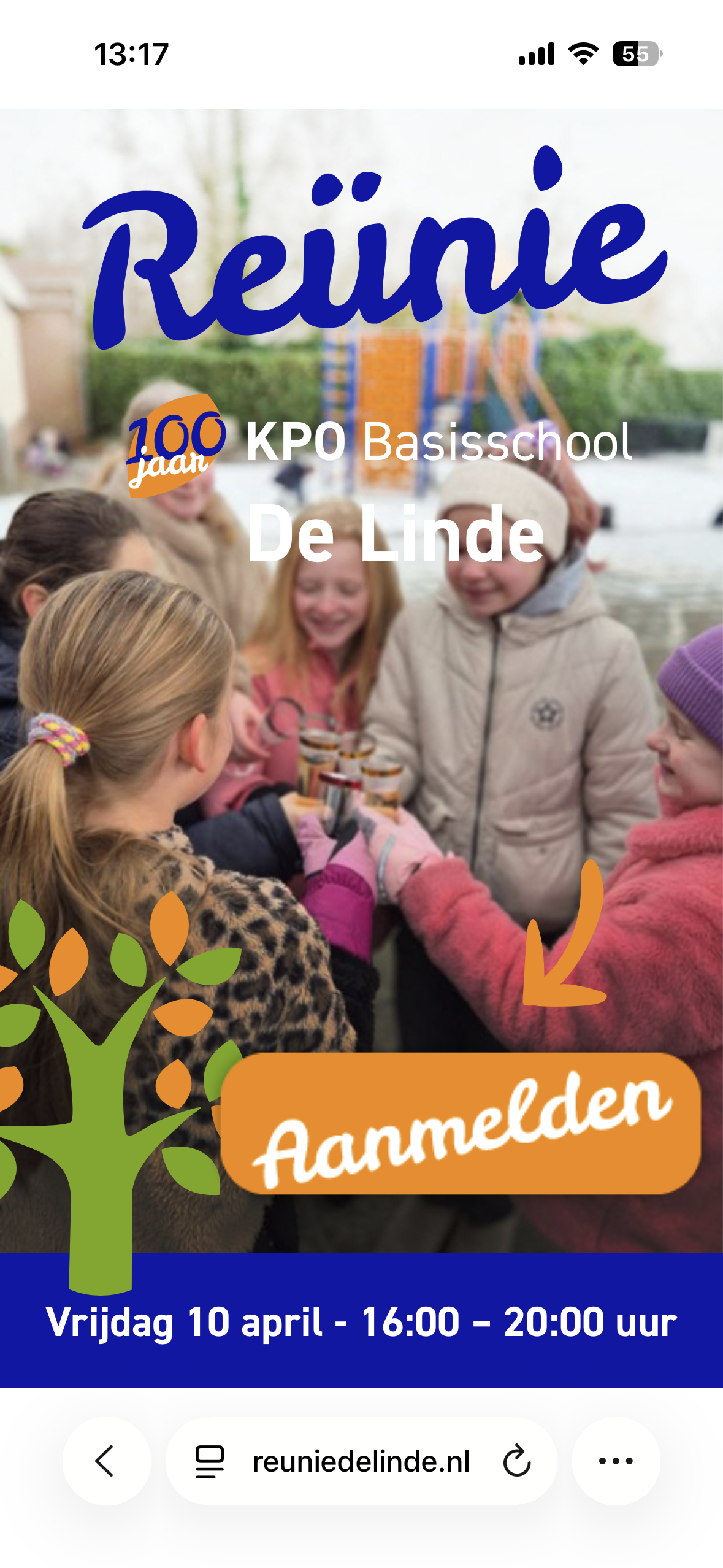 Startpagina registratie site reunie de Linde